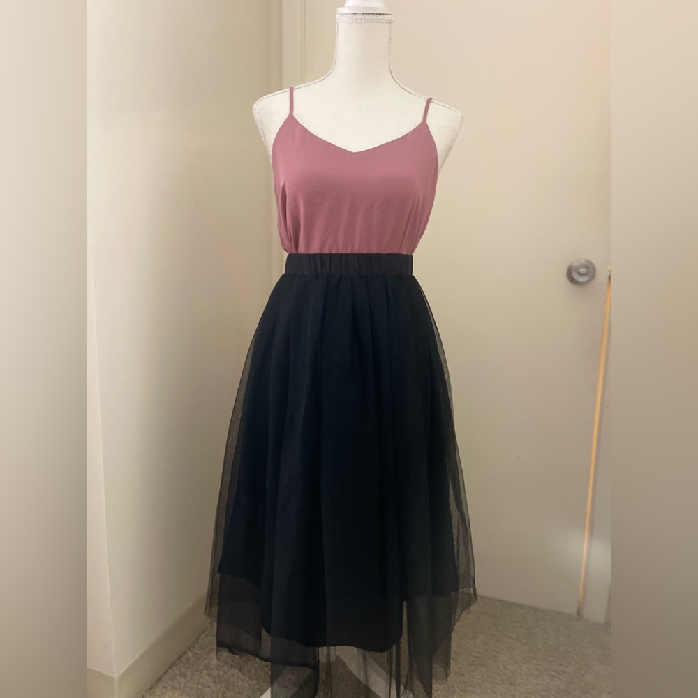 Black Midi A-Line Skirt for Cocktail Events